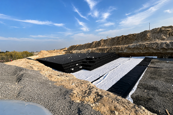 Highway and Carpark Drainage technical installation of StormGrid modular infiltration crates