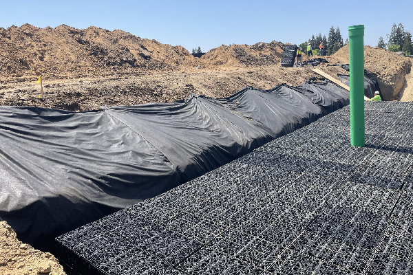 Industrial drainage system crates manufacturing and storage facility