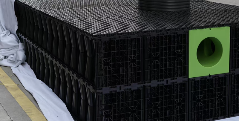 Geocellular soakaway crate structural display