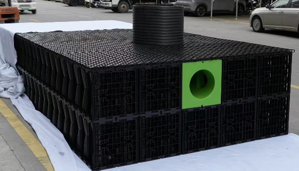 Underground stormwater detention tank hub system