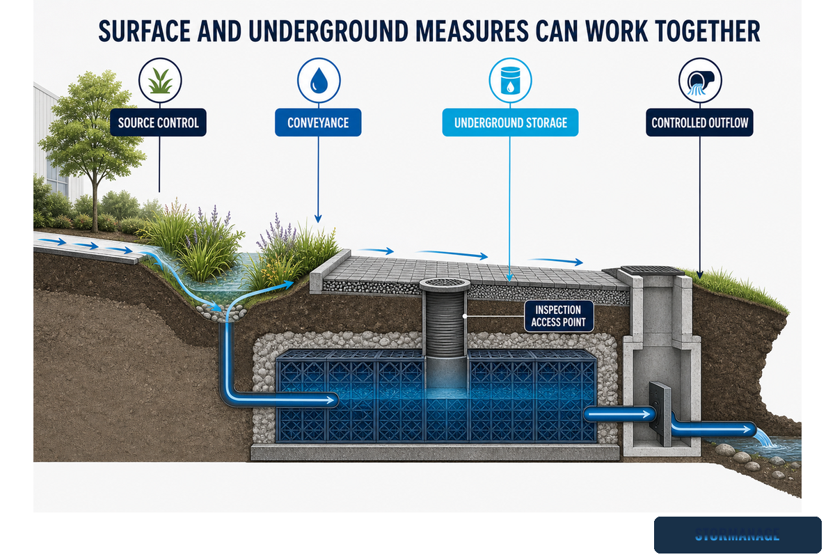 When Surface Measures and Underground Storage Work Together