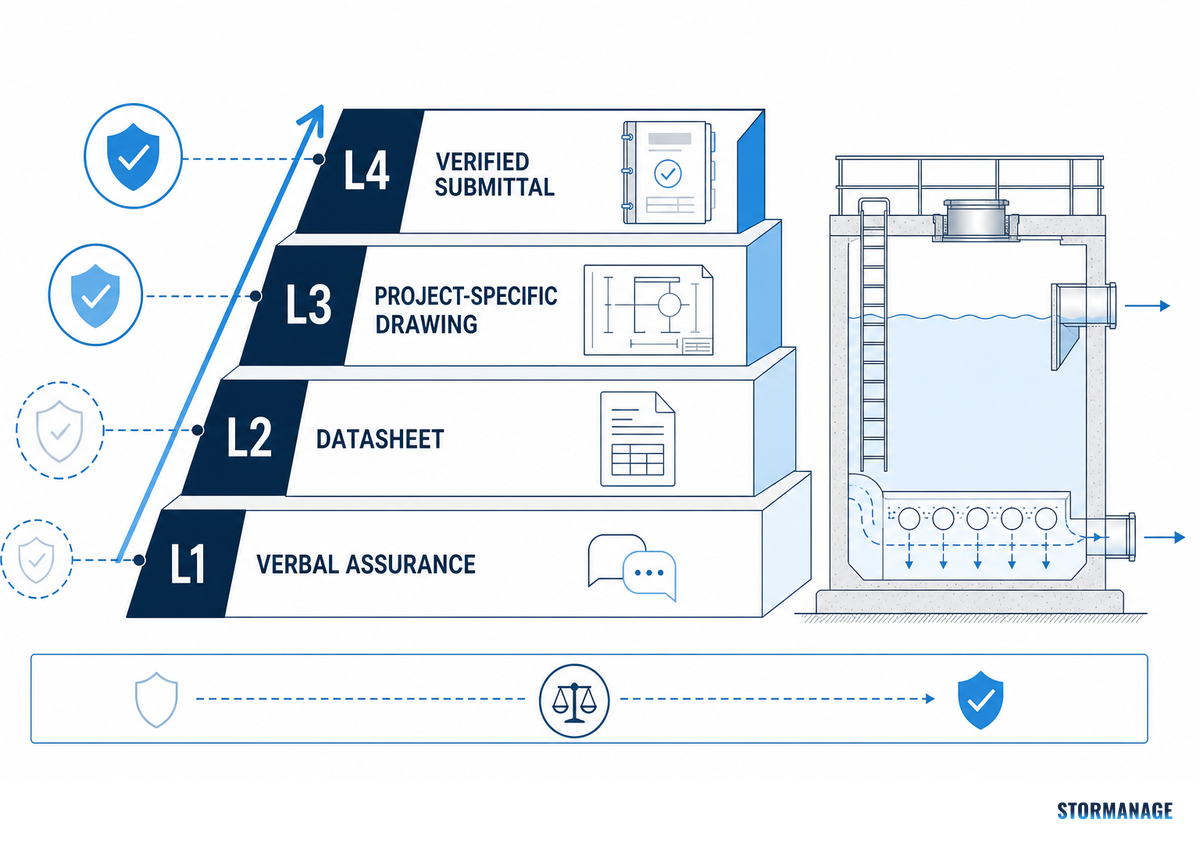 Four-level evidence ladder for attenuation tank cost confidence