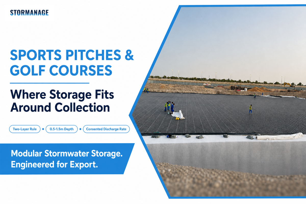 Sports Pitches and Golf Courses: Where Storage Fits Around the Collection Layer — Storm Manage