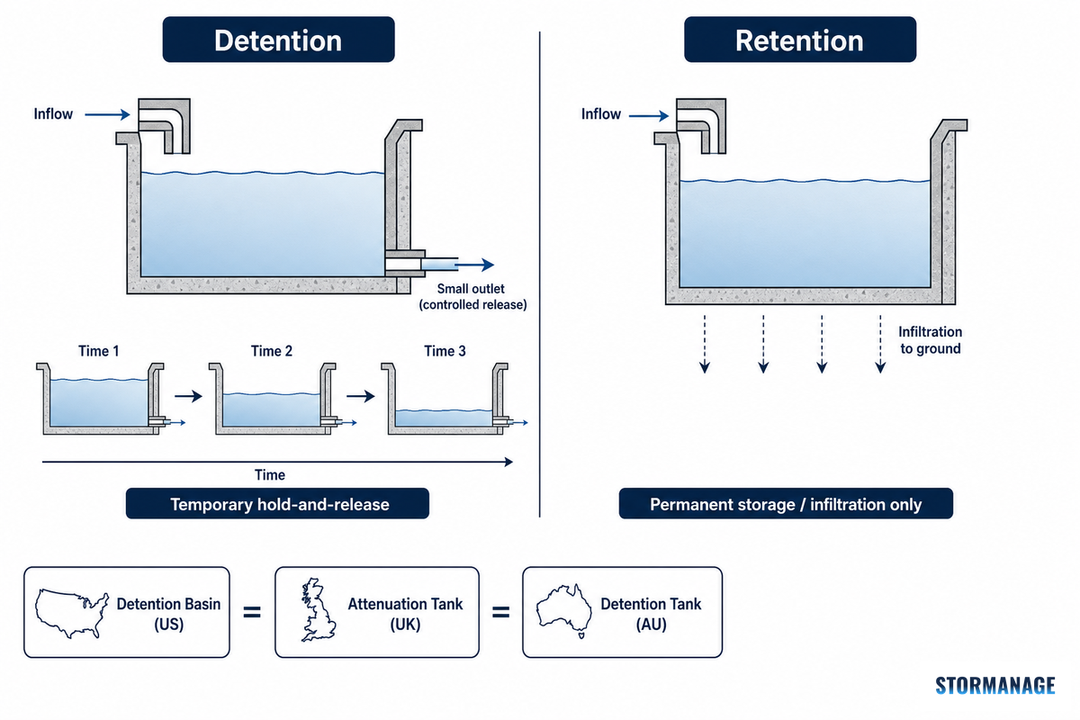 What Is a Stormwater Detention Tank (and How It Differs From Retention)? — Storm Manage