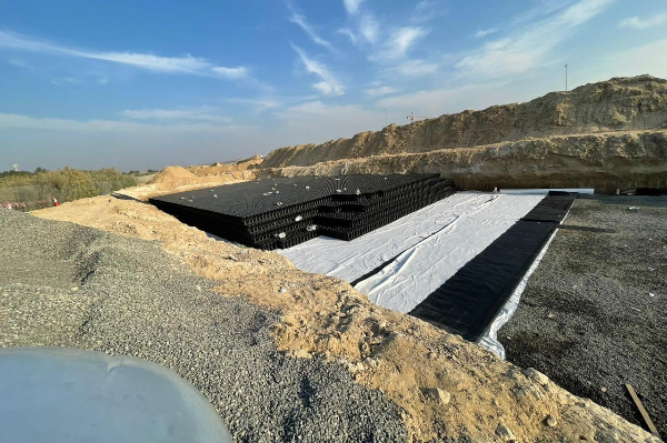 Underground modular stormwater management system installation