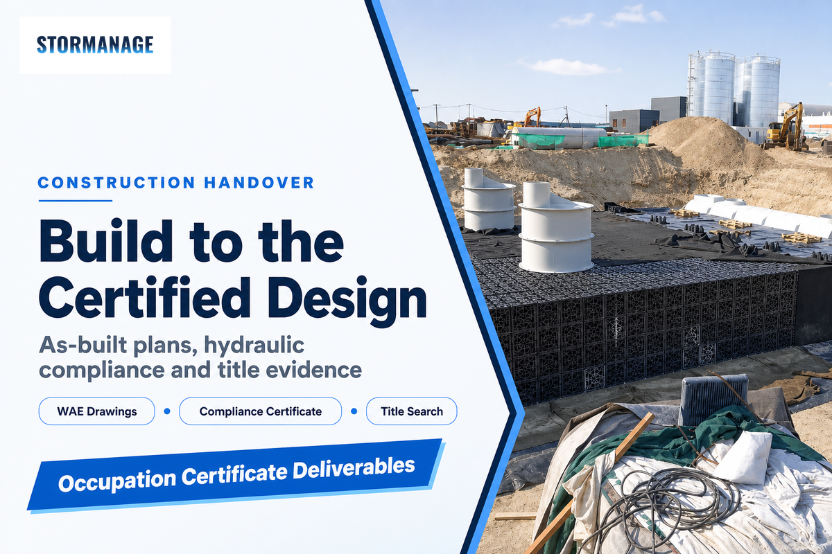 Stage 4, Construction and Occupation Certificate Compliance Deliverables — Storm Manager