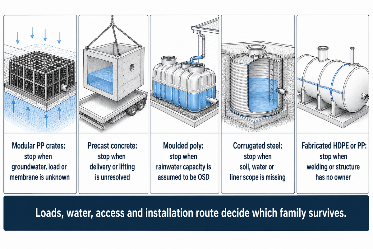 Modular Crates, Concrete, Poly, Steel or Fabricated HDPE? — Storm Manage