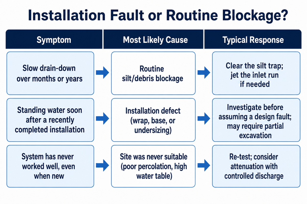 Installation Fault or Routine Blockage: A Diagnostic Table — Storm Manage
