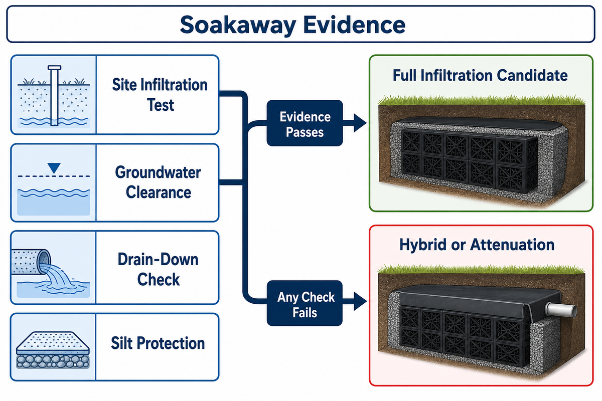How a soakaway system works, and what it needs from the ground — Storm Manage
