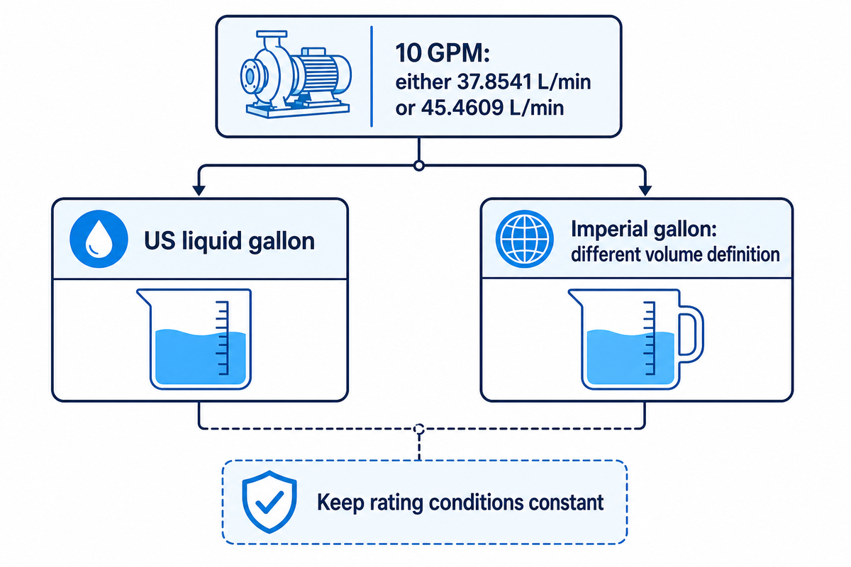 GPM naar LPM omrekenen: bepaal eerst welk type gallon is gebruikt — Storm Manage