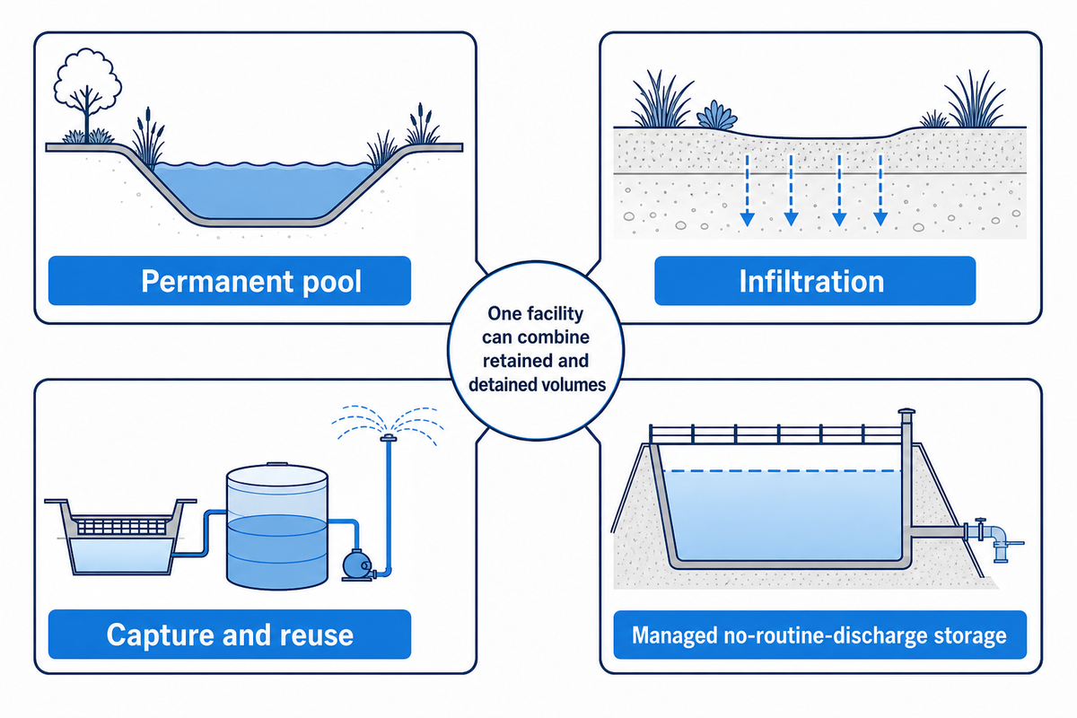 „Retention“ kann 4 verschiedene Wege des Wassers bezeichnen — Storm Manage